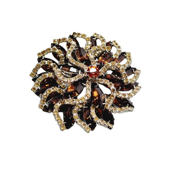 Spectacular Vintage Rhinestone Blingy Pinwheel Brooch (A1353) - Picture 2 of 6